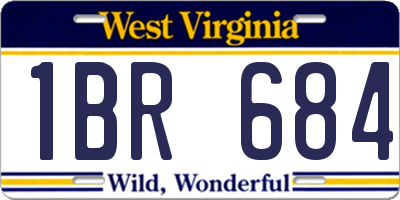 WV license plate 1BR684