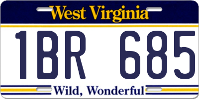 WV license plate 1BR685