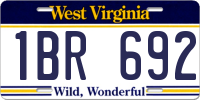 WV license plate 1BR692