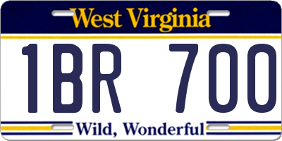 WV license plate 1BR700