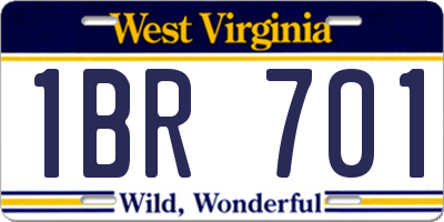 WV license plate 1BR701