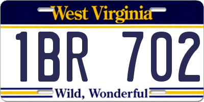 WV license plate 1BR702