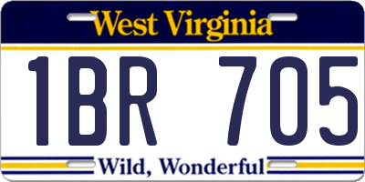 WV license plate 1BR705