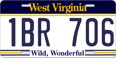 WV license plate 1BR706