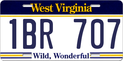 WV license plate 1BR707