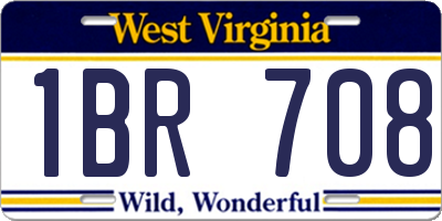 WV license plate 1BR708