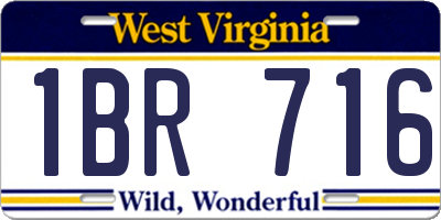 WV license plate 1BR716