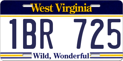 WV license plate 1BR725