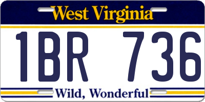 WV license plate 1BR736