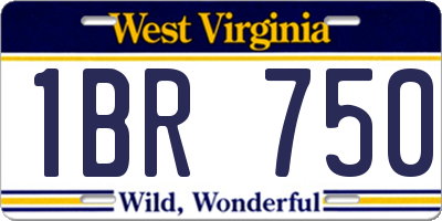 WV license plate 1BR750
