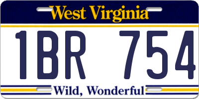 WV license plate 1BR754