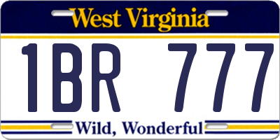 WV license plate 1BR777