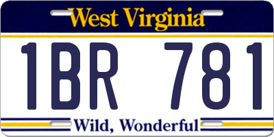 WV license plate 1BR781
