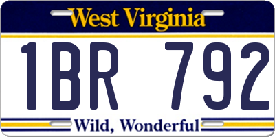 WV license plate 1BR792