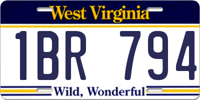 WV license plate 1BR794