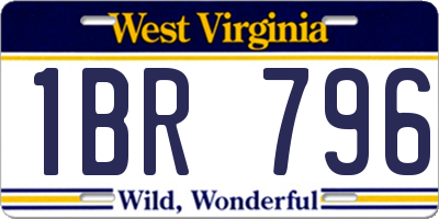 WV license plate 1BR796