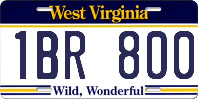 WV license plate 1BR800