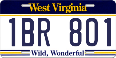 WV license plate 1BR801