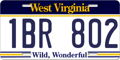 WV license plate 1BR802