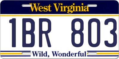 WV license plate 1BR803