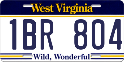 WV license plate 1BR804