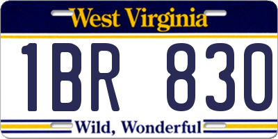 WV license plate 1BR830