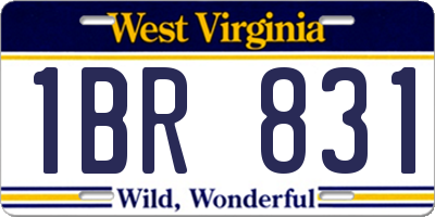 WV license plate 1BR831