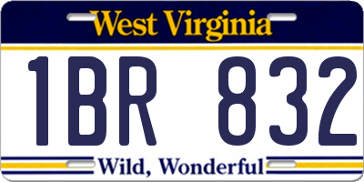 WV license plate 1BR832