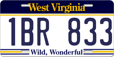WV license plate 1BR833