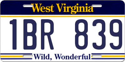 WV license plate 1BR839
