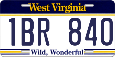 WV license plate 1BR840
