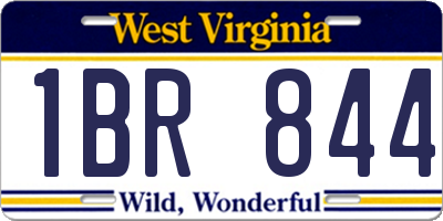 WV license plate 1BR844