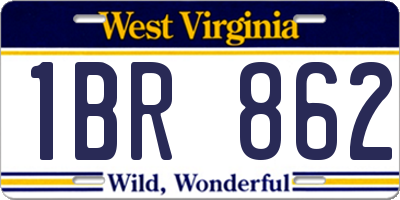 WV license plate 1BR862