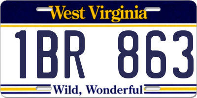 WV license plate 1BR863
