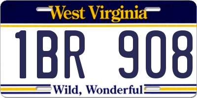 WV license plate 1BR908