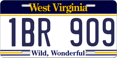 WV license plate 1BR909