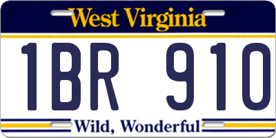 WV license plate 1BR910