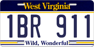 WV license plate 1BR911