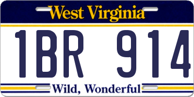 WV license plate 1BR914