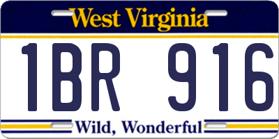 WV license plate 1BR916