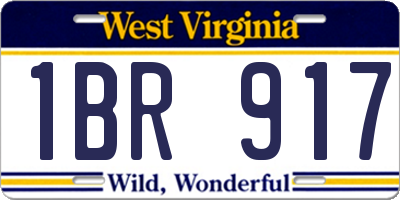 WV license plate 1BR917