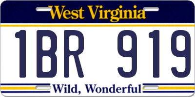WV license plate 1BR919