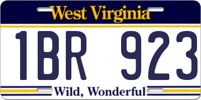 WV license plate 1BR923