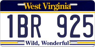 WV license plate 1BR925