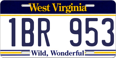 WV license plate 1BR953