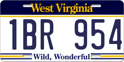 WV license plate 1BR954