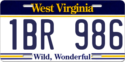 WV license plate 1BR986