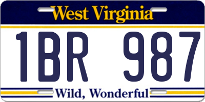 WV license plate 1BR987