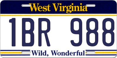 WV license plate 1BR988