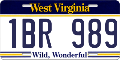 WV license plate 1BR989